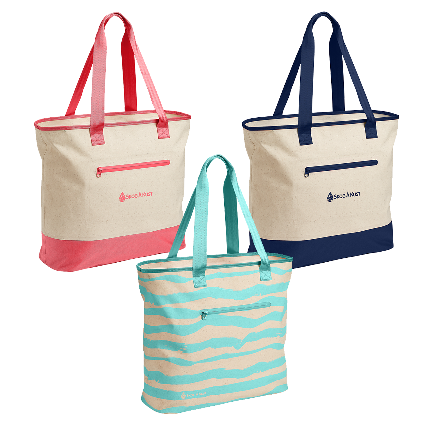 Customized Polyester Beach Tote Bags with Zipper - Personalized Tote B